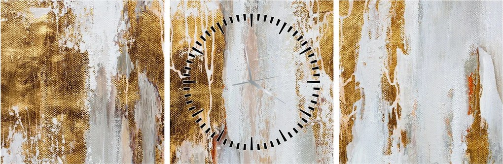 Tablou - Abstract auriu (cu ceas) (90x30 cm)