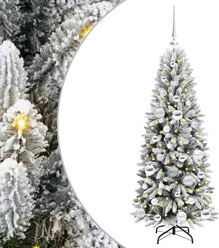 vidaXL Brad de Crăciun artificial cu 150 LED cu suport Alb 120 cm