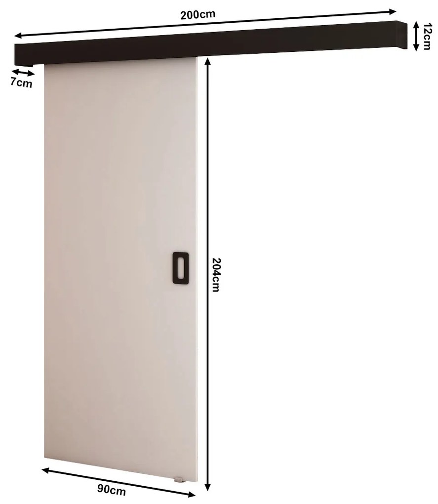 Ușă culisantă 90 cm Bethany I (alb mat + negru mat). 1043487