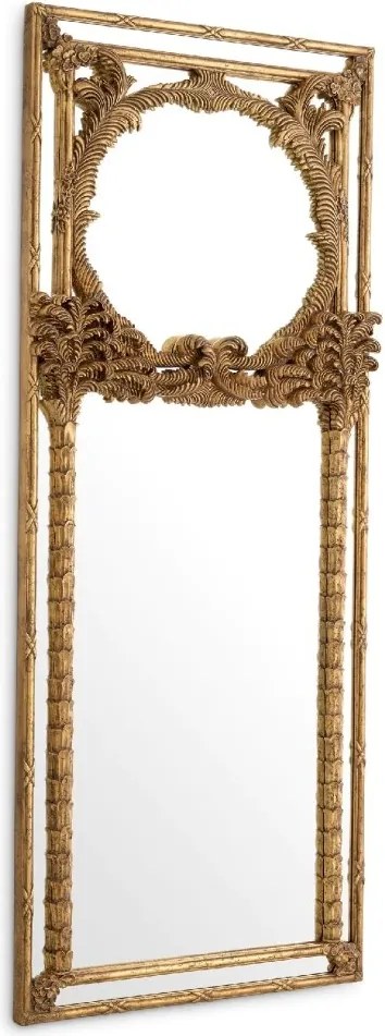 Oglinda design LUX din lemn de mahon sculptat manual Le Royal, auriu antic