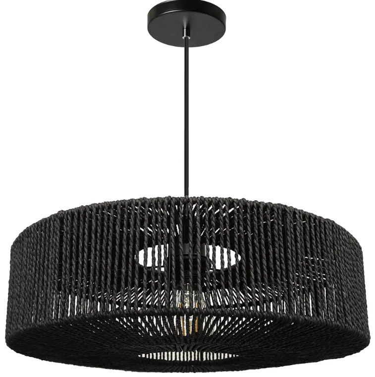 Lampă suspendată din iută și metal 60W Verde