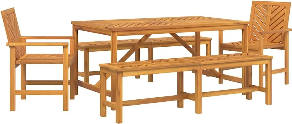 vidaXL Set de masă pentru grădină 5 pcs Maro Lemn Solid de Acacia