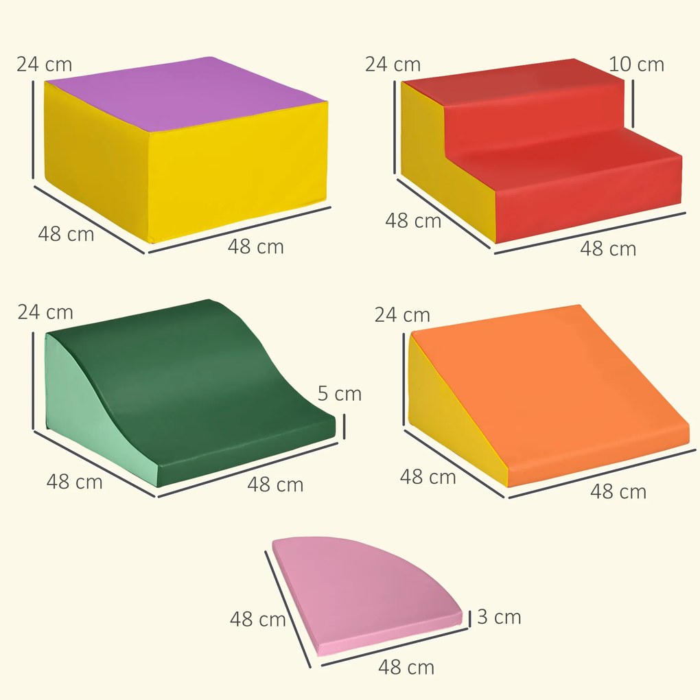 HOMCOM Set de Joacă pentru Copii 1-3 Ani cu 6 Piese de Construcție, 150x100x24 cm, Multicolor | Aosom Romania