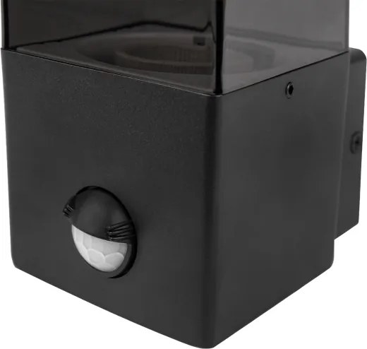 Aplica de perete pentru exterior cu senzor, 1xE27/40W/230V, IP44, negru/fumuriu