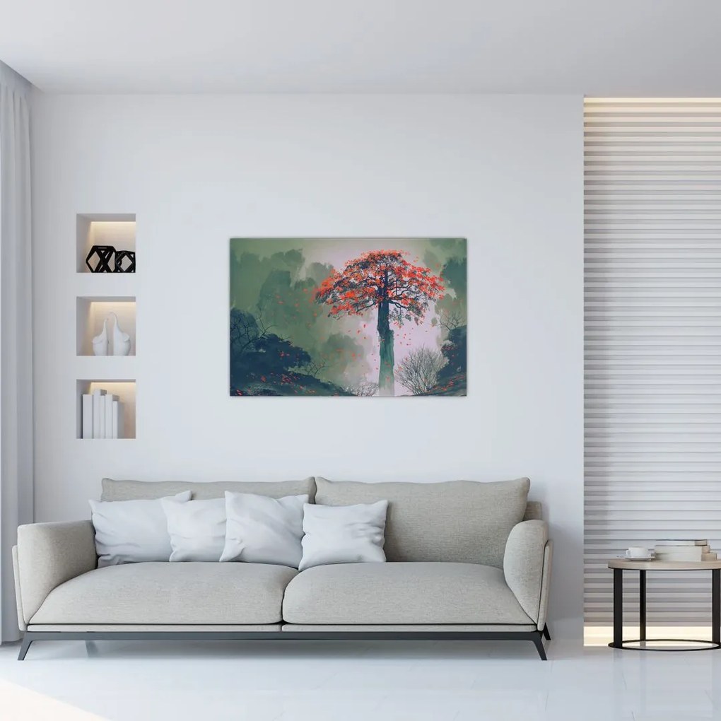 Tablou - Copacul roșu singuratic (90x60 cm)