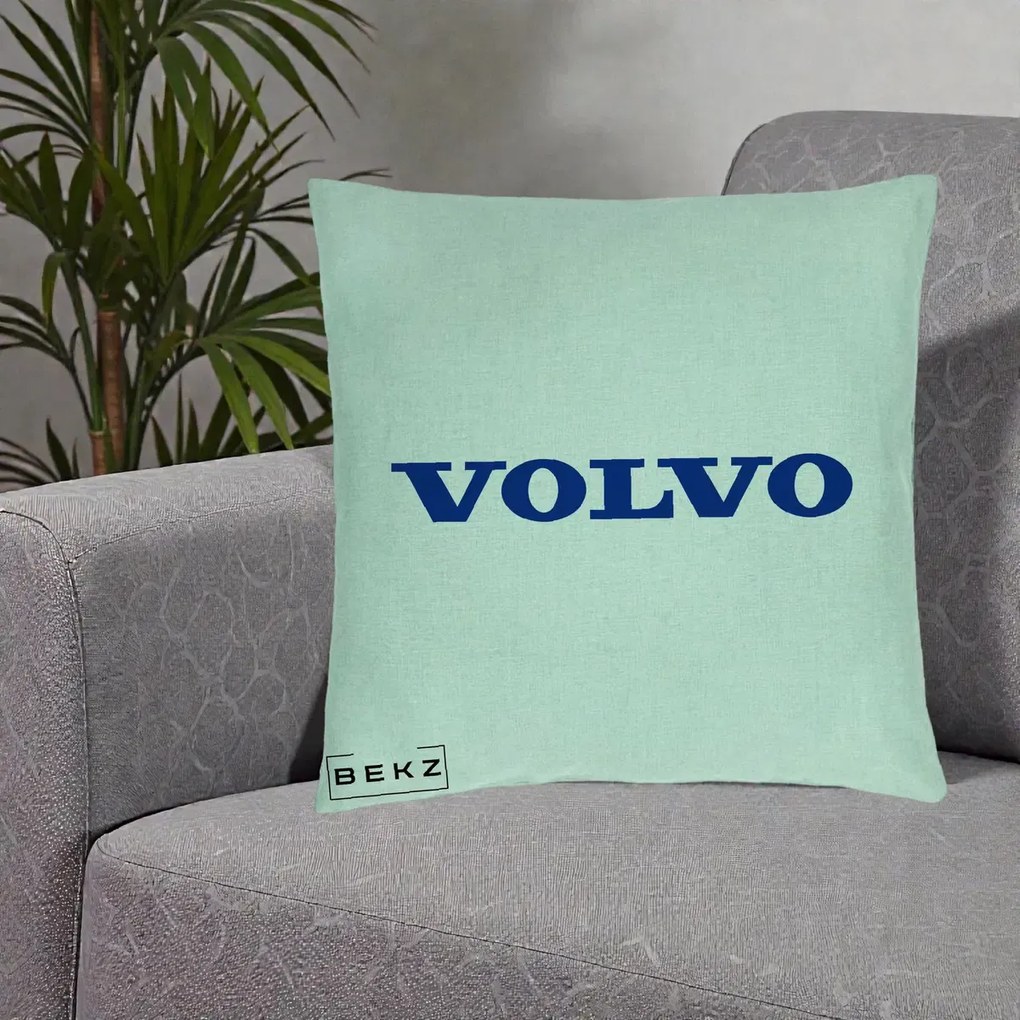 Perna Personalizata cu emblema Volvo, 40x40 cm, Verde Menta, Husa Detasabila, Perna Inclusa, BEKZ®