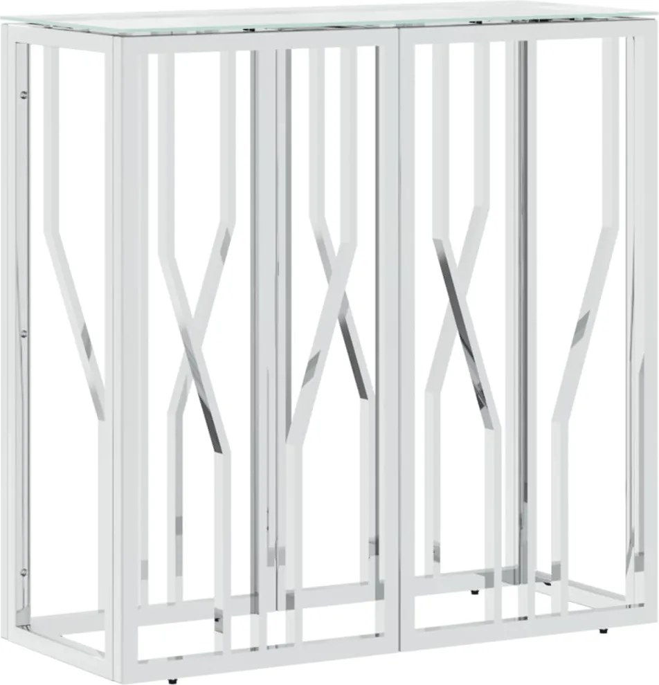 vidaXL Masă consolă, 70x30x70 cm, oțel inoxidabil și sticlă