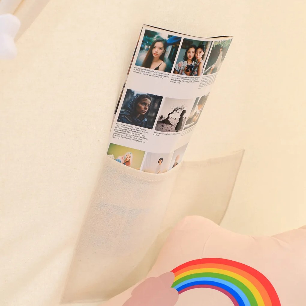 Cort tip teepee pentru copii JULIUS, 120x120x160cm, alb/gri Jurhan