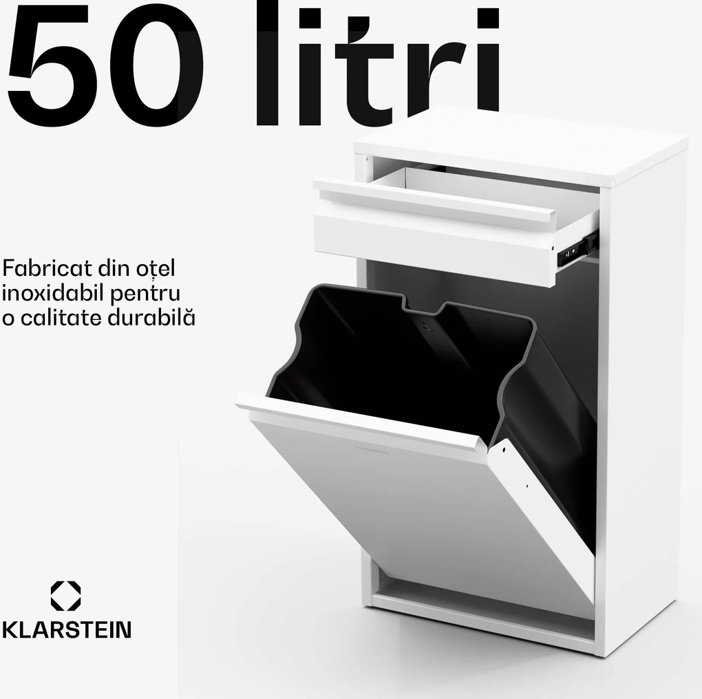 Klarstein Ordnungshüter Coș de gunoi de bucătărie 50 L cu sertar