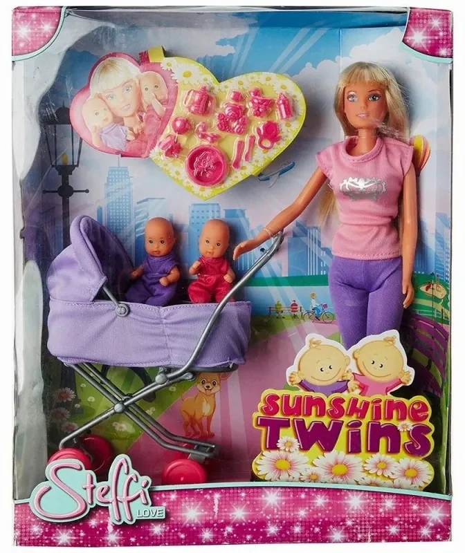 PAPUSA STEFFI IN PANTALONI CU CARUCIOR SI GEMENI Simba Toys