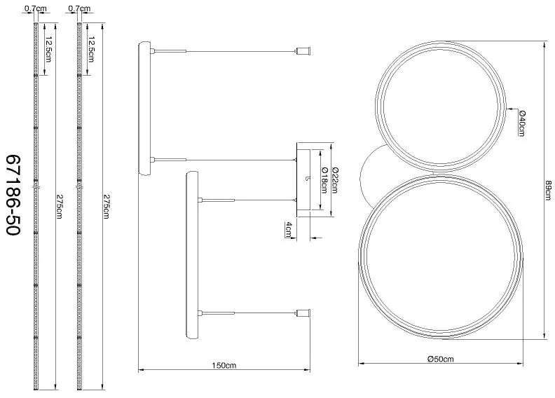 Lustra suspendata LED CCT, Telecomanda, BRIGGS 67186-50 GL