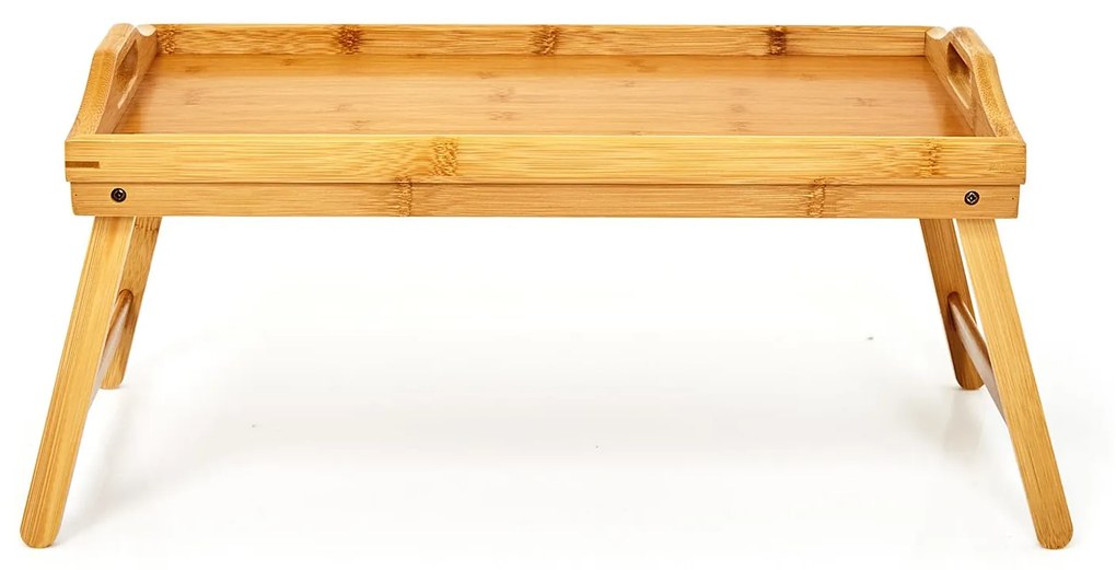 Tavă de servire, multifuncțională, 50 × 23 × 30 cm, picioare pliabile, bambus