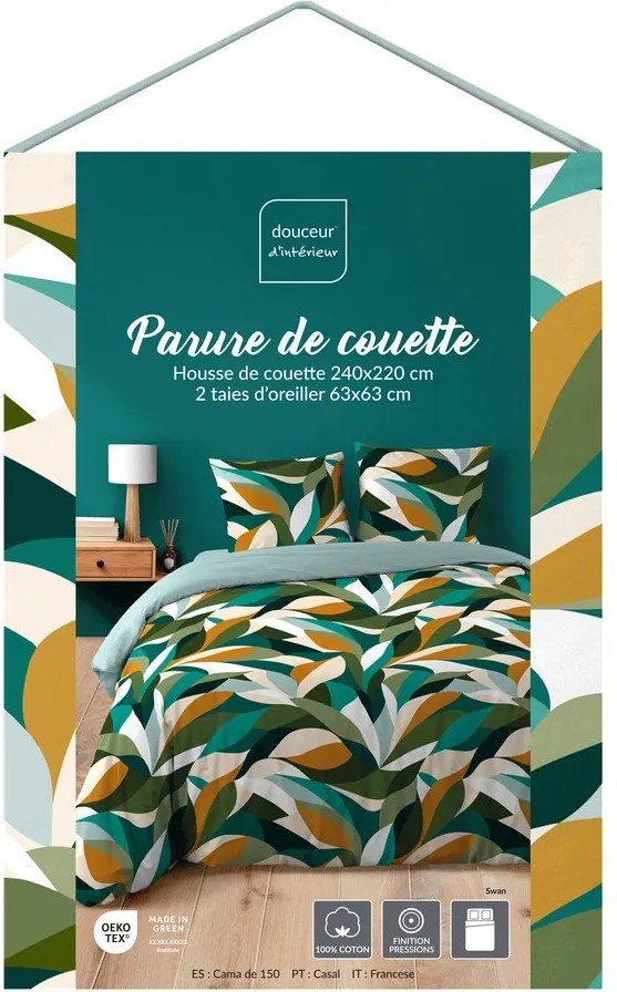 Lenjerie de pat din bumbac pentru pat dublu/extinsă cu 3 piese 240x220 cm Swan – douceur d'intérieur