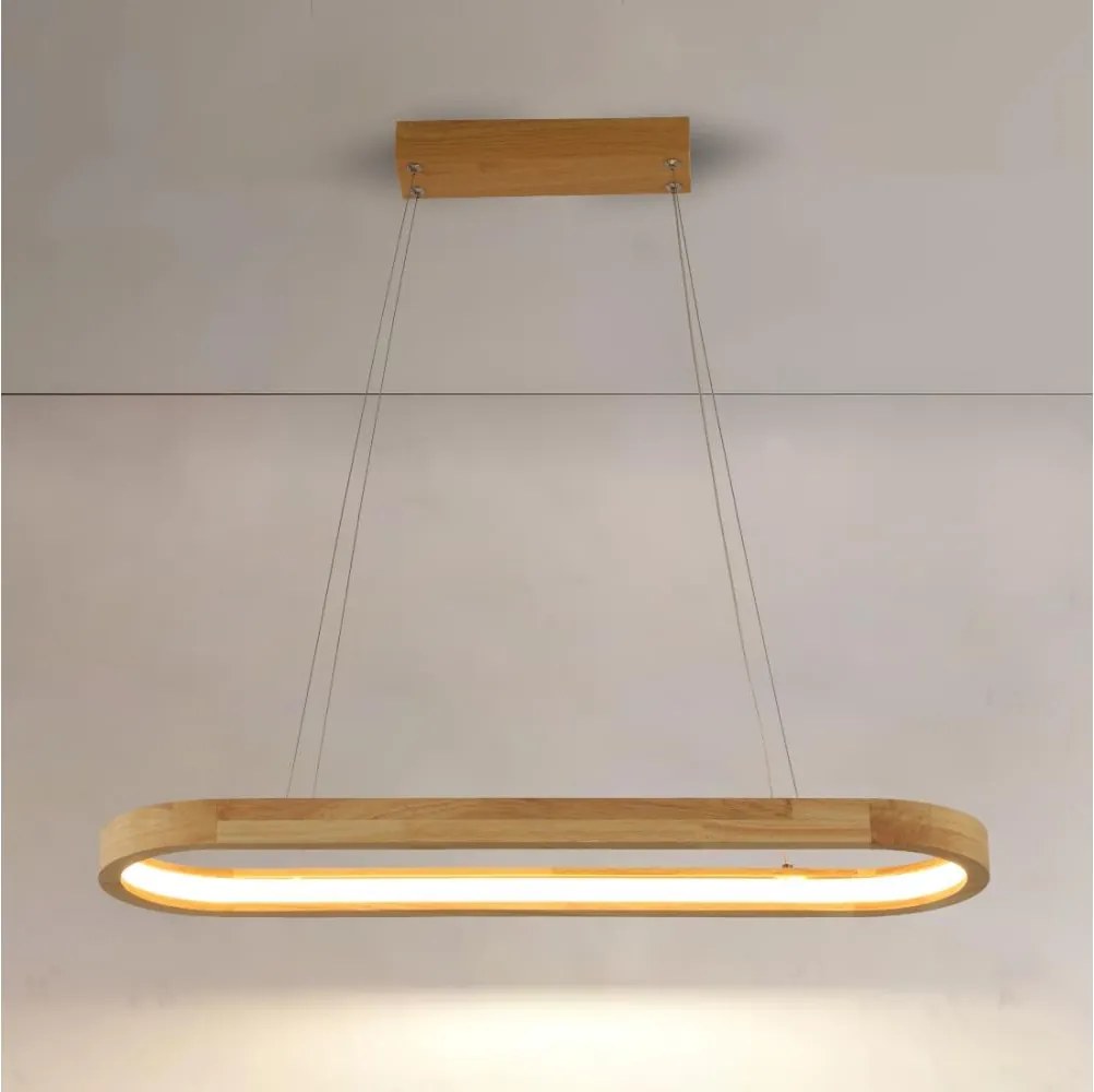Brilagi - Lustru LED UMEA WOOD suspendat pe cablu, LED/30W/230V, 70x20 cm, lemn
