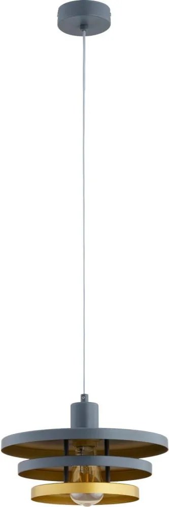 Lustră pe cablu ALANA 1xE27/15W/230V gri/auriu