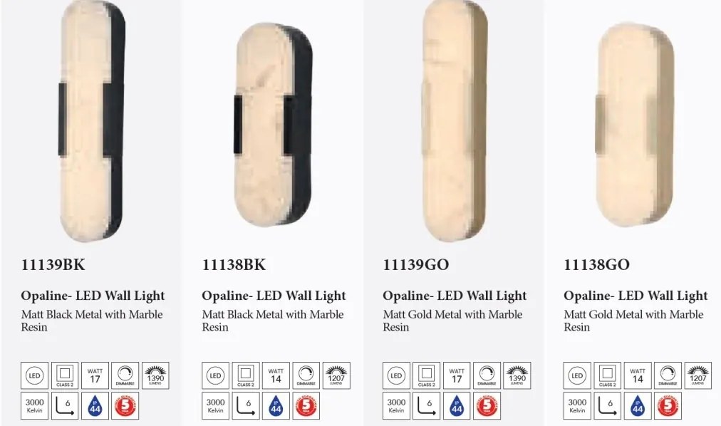 Aplica LED de perete baie rasina marmura Opaline L-35cm