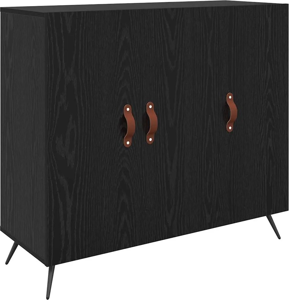vidaXL Bufet Stejar Negru 89,5 x 34 x 80 cm Lemn compozit