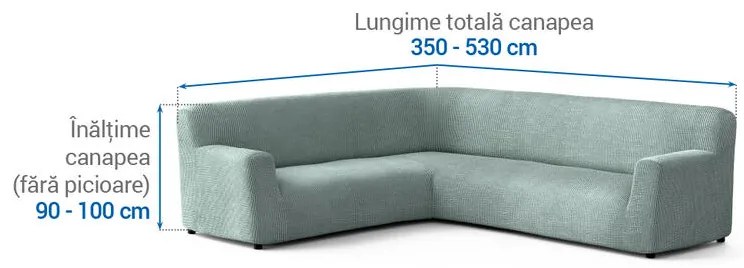 Huse bielastice COSTINA mentă colţar (l. 350 - 530 cm)
