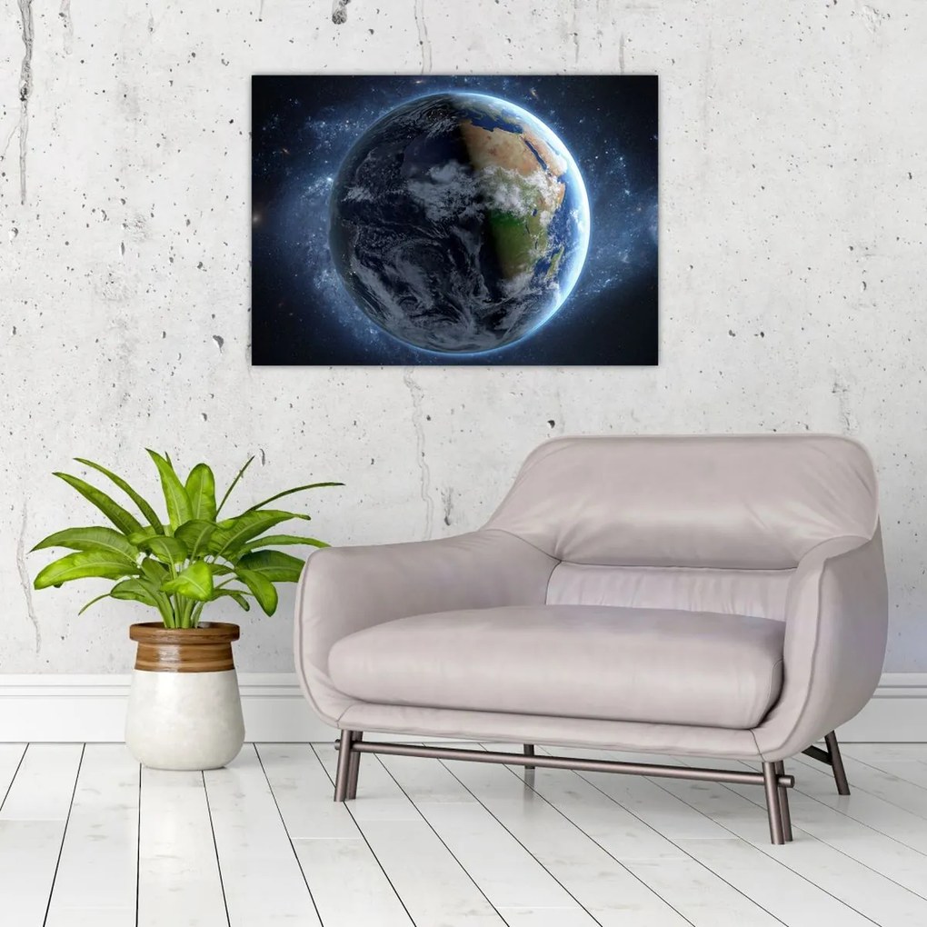 Tablou pe sticlă - Vedere din spațiu (70x50 cm)