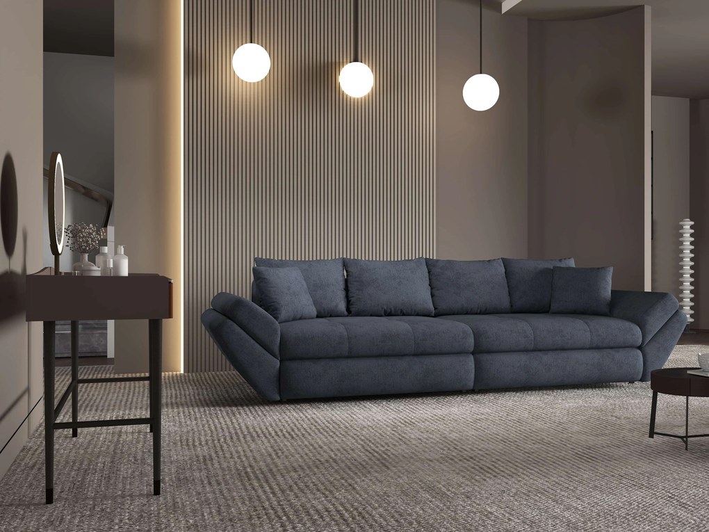 Canapea extensibilă dumonde cu ladă de depozitare si sezut confortabil din spuma high-density, Loana Enjoy Antracit 300x100 cm