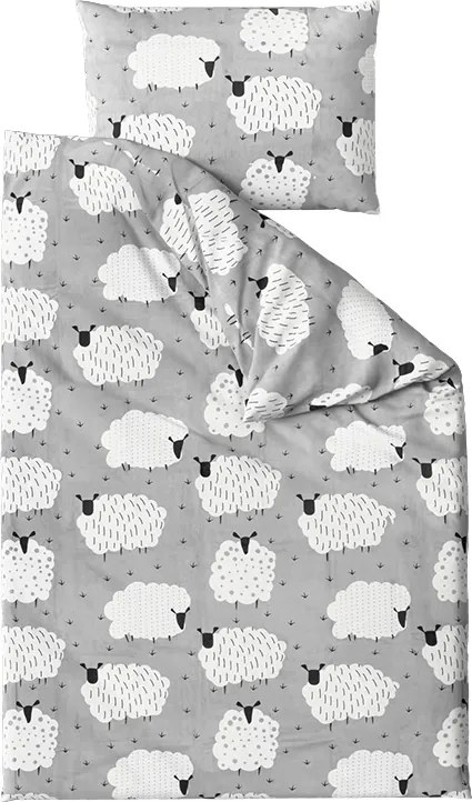 Lenjerie de pat din bumbac SHEEP POLY gri Dimensiune lenjerie de pat: 2 buc 70 x 90 cm | 200 x 220 cm