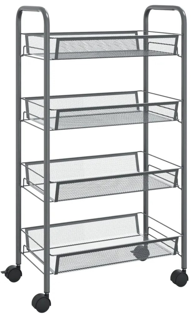 336327 vidaXL Cărucior de bucătărie, 4 niveluri, gri, 46x26x85 cm, fier