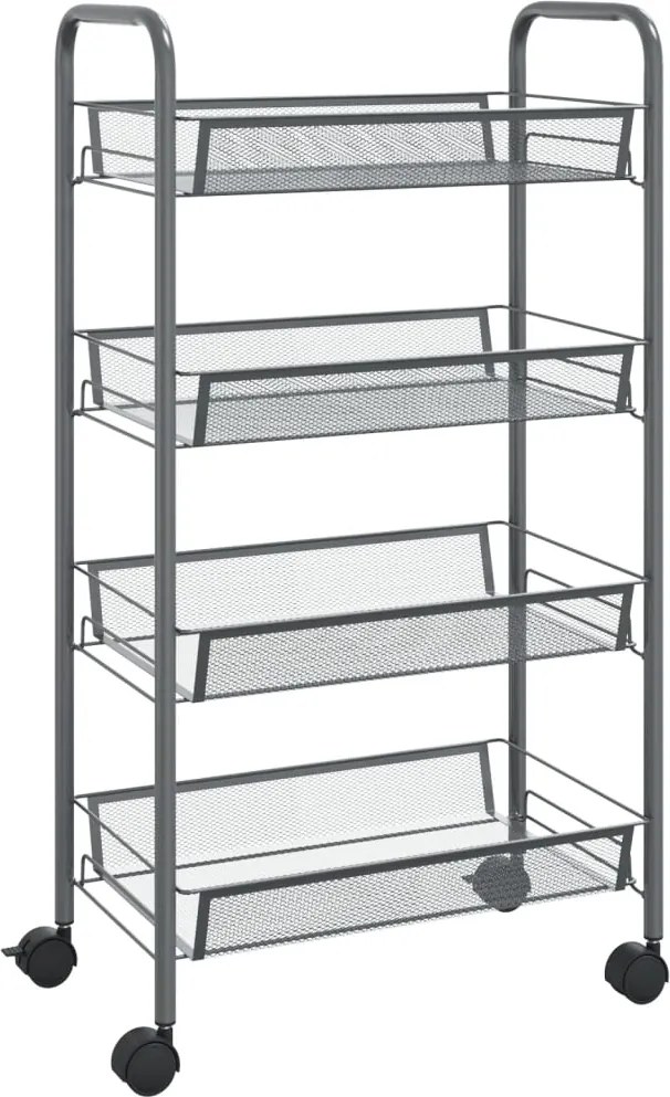 vidaXL Cărucior de bucătărie, 4 niveluri, gri, 46x26x85 cm, fier