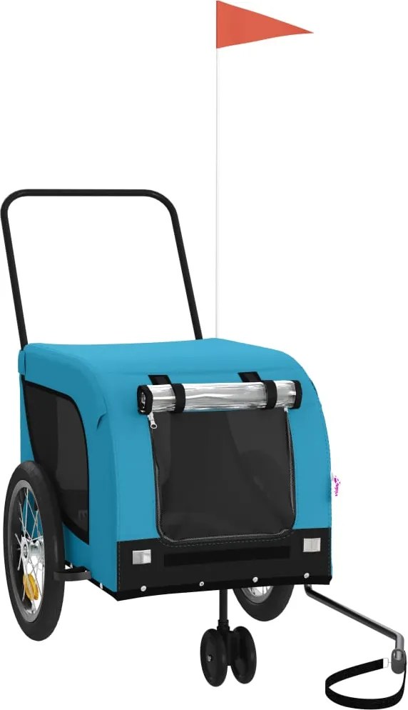 vidaXL Remorcă bicicletă animale companie, albastru/negru, oxford/fier