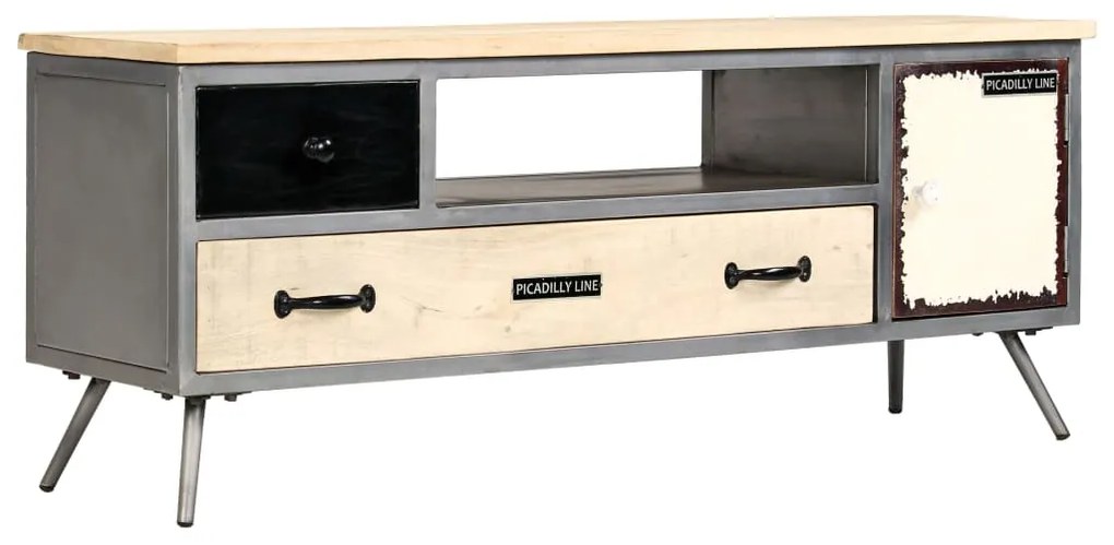 vidaXL Comodă TV, 120 x 30 x 45 cm, lemn masiv de mango și oțel