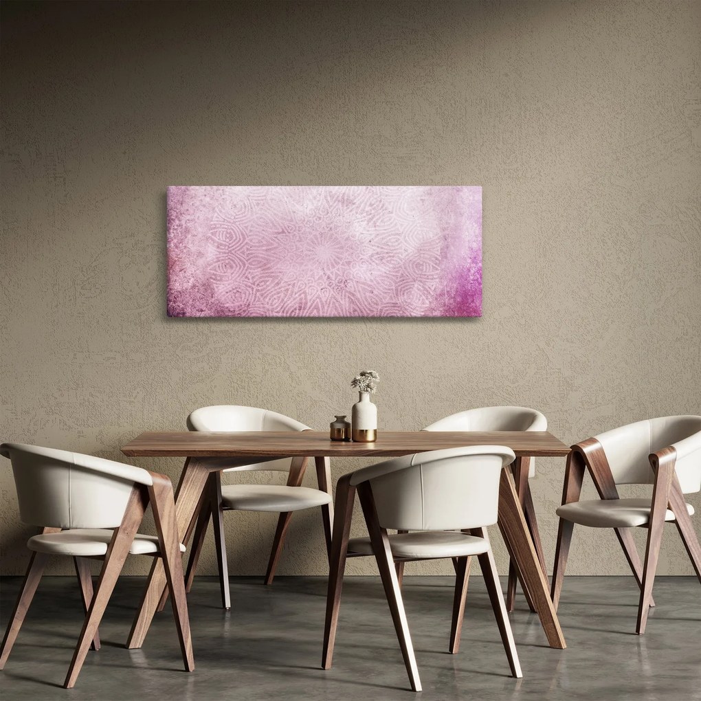 Tablou - Mandala pe zid roz (120x50 cm)