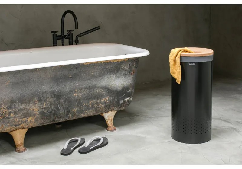 Cos de rufe Brabantia 1000825, 35 L, Capac de pluta, Umplere fara deschidere, Gauri ventilatie, Negru