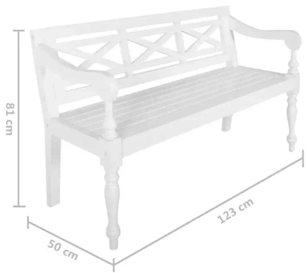 Banca Batavia, alb, 123 cm, lemn masiv mahon Alb, 123 cm, Da