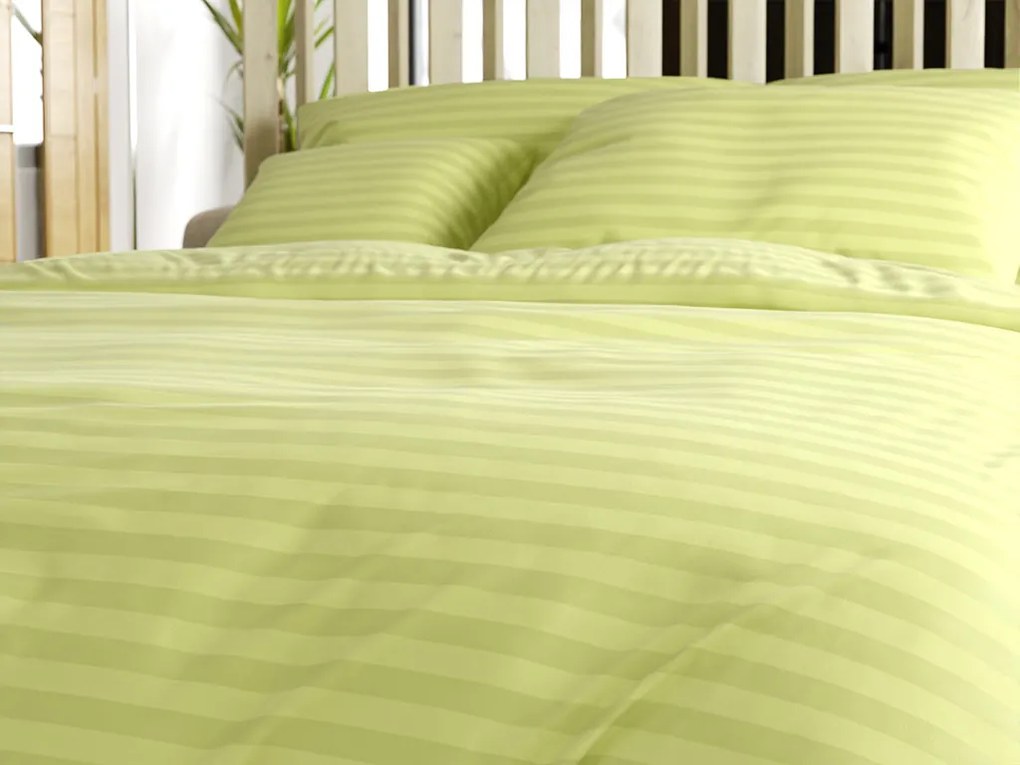 Lenjerie de pat din microfibra pentru hotel JASMINE fistic - dunga 2 cm Dimensiune lenjerie de pat: 2 buc 70 x 90 cm | 200 x 220 cm