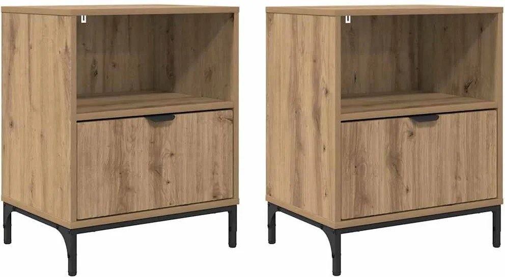 vidaXL Dulap de noapte 2 pcs stejar artizanal 49 x 36 x 61 cm