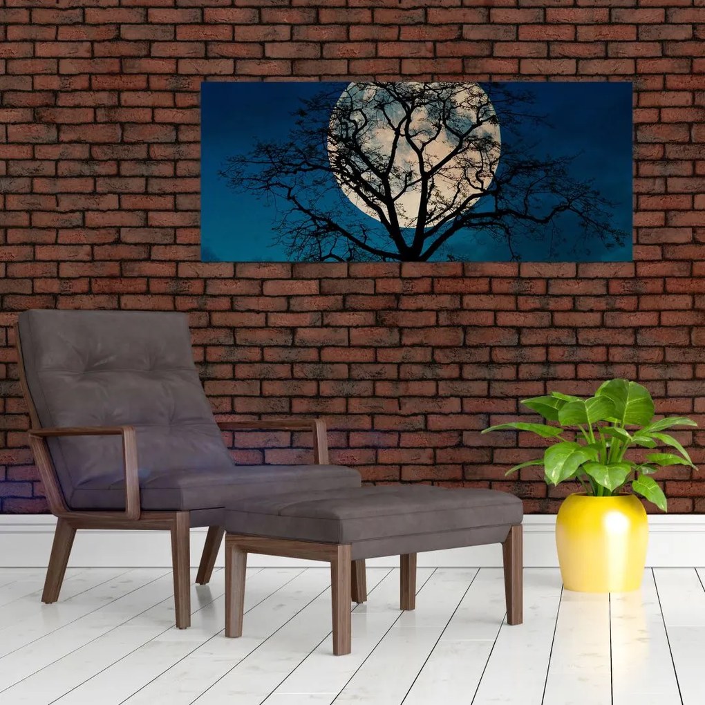 Tablou copacului cu lună plină (120x50 cm)