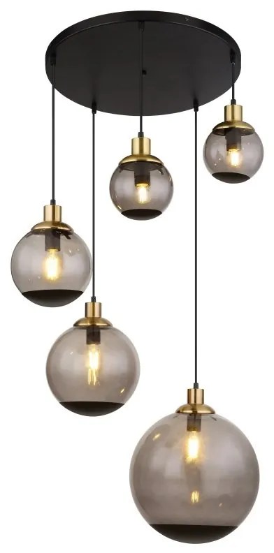 Lustra 5L design modern POTTER negru, fumuriu