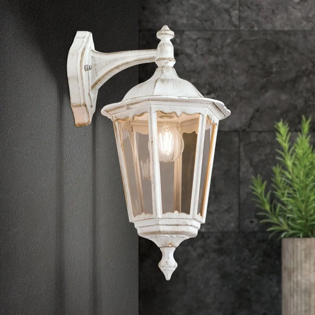 Aplica de perete exterior stil clasic IP43 Puchberg AL 11K/82571 weiß-gold/rauch OR