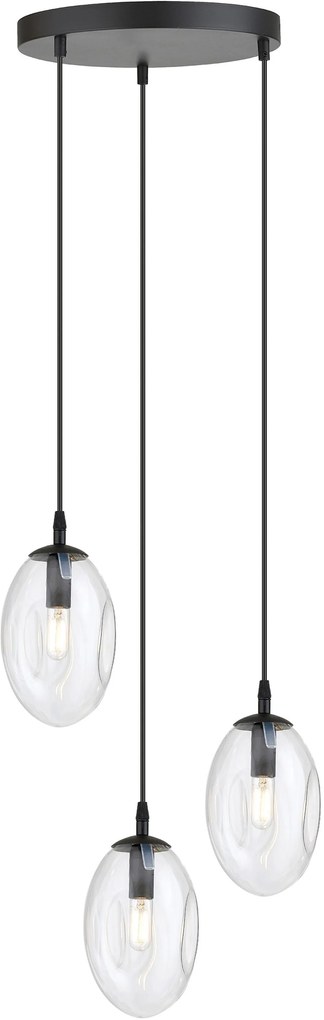 Emibig Astral lampă suspendată 3x10 W negru-transparent 1265/3PREM