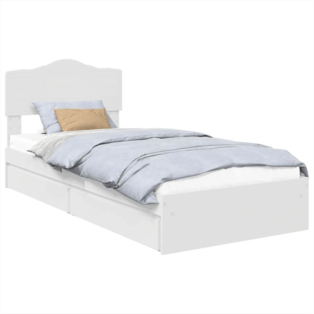 vidaXL Pat cu storage cu headboard Alb 70 x 190 cm Lemn compozit