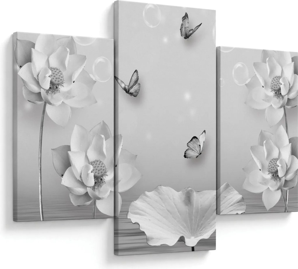 Tablou - Design flori și fluturi (90x60 cm)