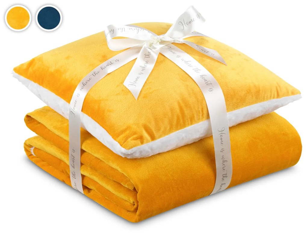 Set perna si patura Warm Hug 200x200 cm auriu