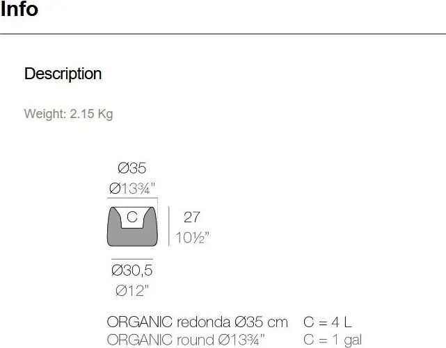 Ghiveci plante design decorativ modern exterior/interior Organic round 34×27cm