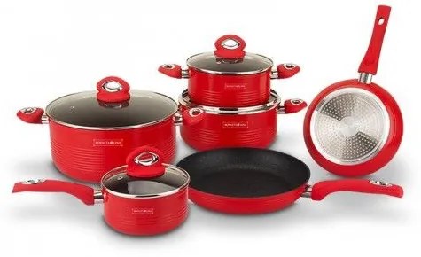 Set de oale si tigai marmorate 10 piese, RL-FM10L R,Royalty Line,red