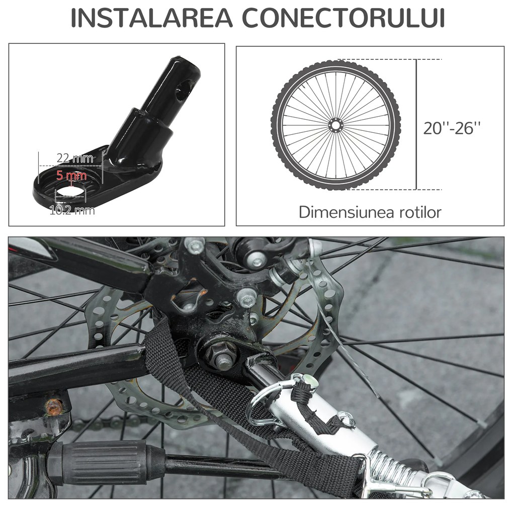 PawHut Remorcă Bicicletă pentru Câini 2-in-1, Carucior Animal de Companie, Cadru Oțel, Ataș de Călătorie | Aosom Romania