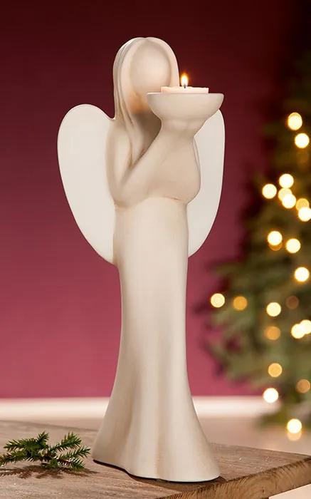 Suport lumanare pastila ANGEL, ceramica, 16x10x36.5 cm
