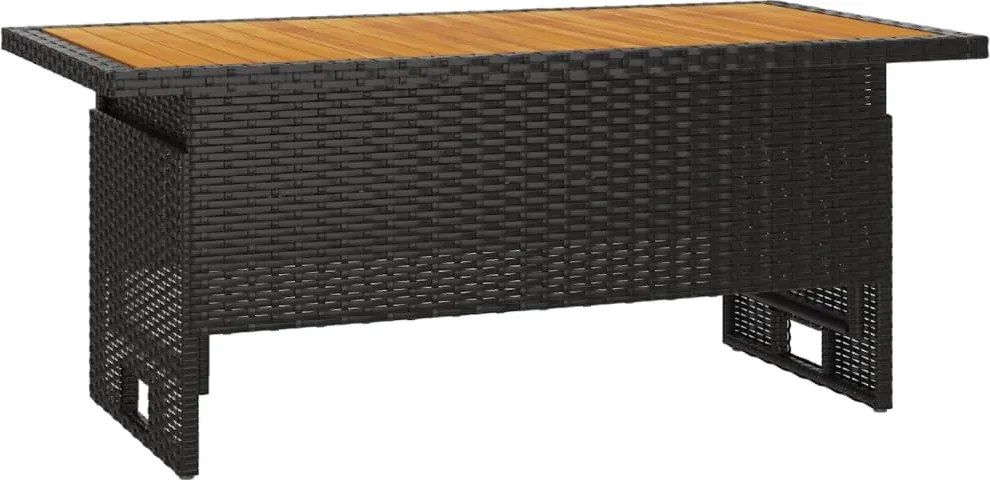 vidaXL Masă de grădină negru 100x50x43/63 cm lemn acacia și poliratan