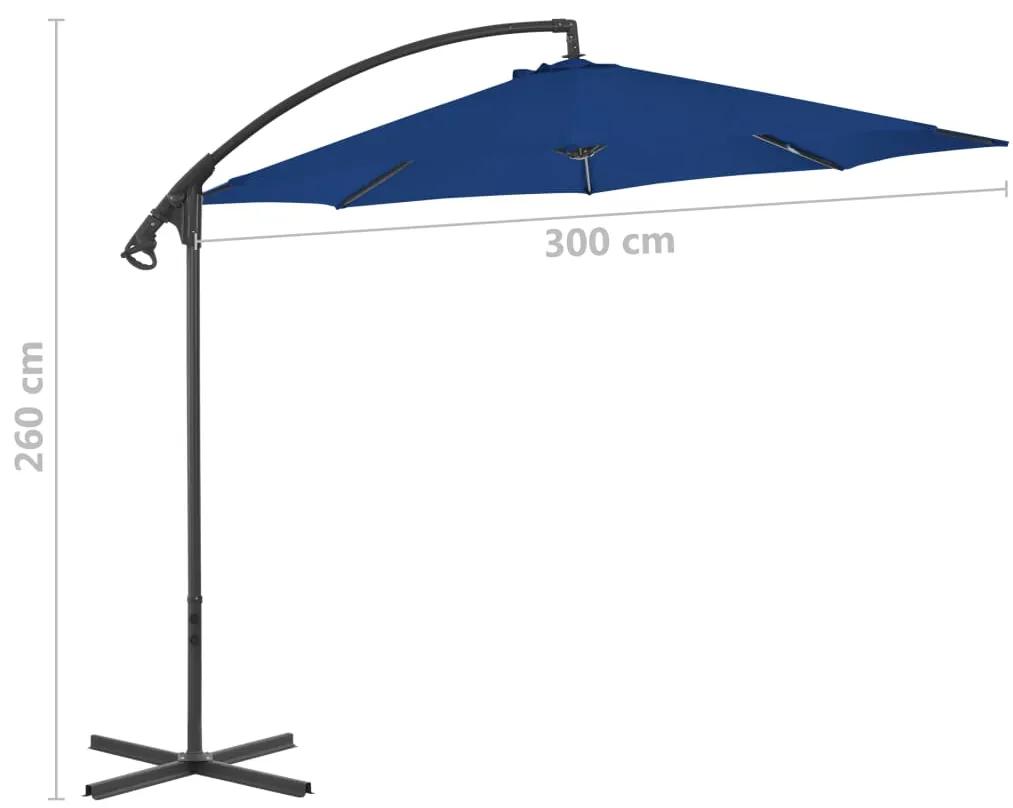 Umbrela suspendata cu stalp din otel, albastru azuriu, 300 cm azure blue
