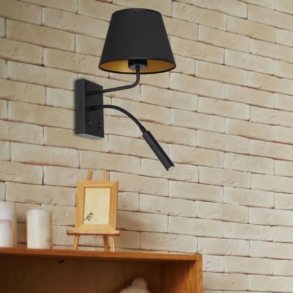 Lampă de perete ARDEN 1xE27/60W/230V + 1xG9/8W negru/auriu