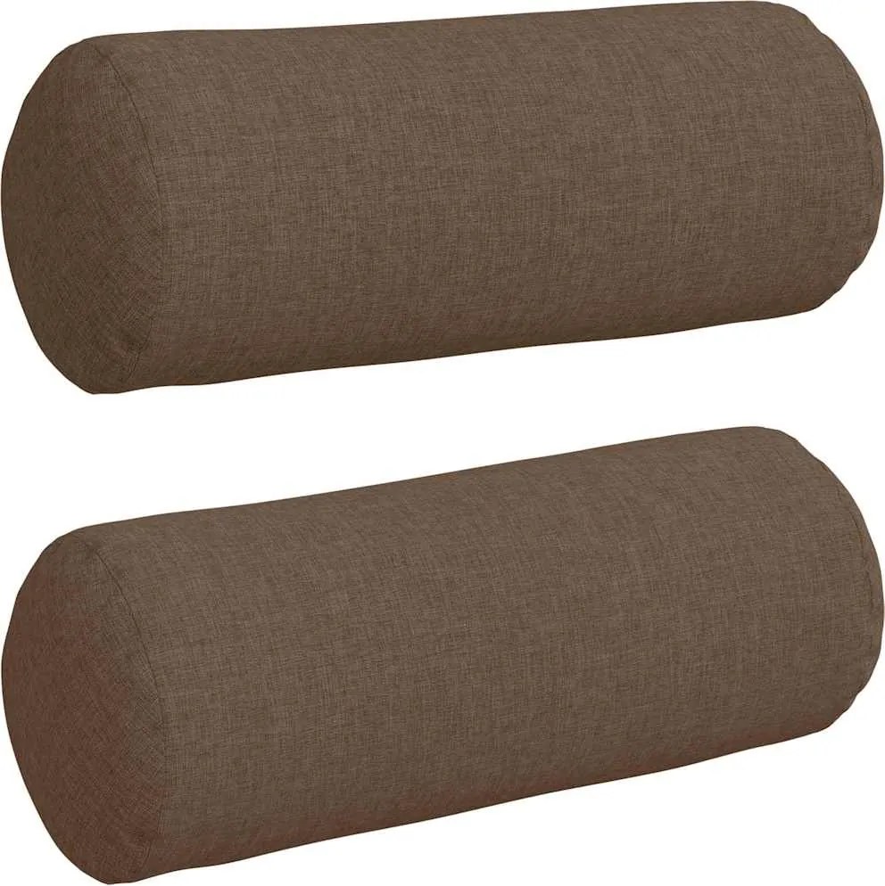 vidaXL Perne Bolster 2 pcs Maro Ø 15 x 40 cm țesătură
