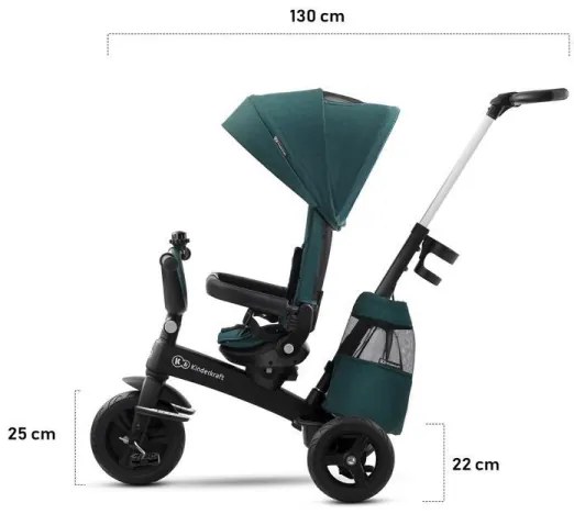 Tricicletă pentru copii 5v1 EASYTWIST verde/neagră KINDERKRAFT
